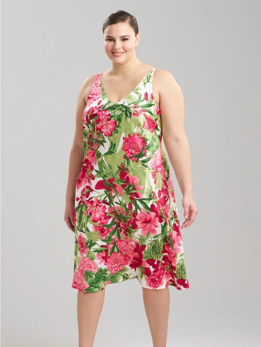 Natori Enchanted Peony Satin Slip Dress Floral Women’s Size 2X NWT